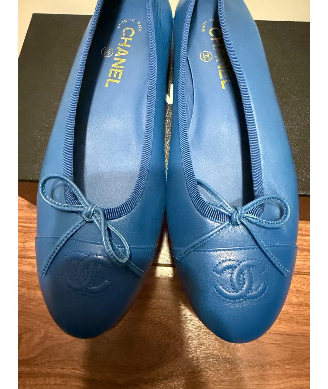 CHANEL Синие кожаные балетки, фото 2