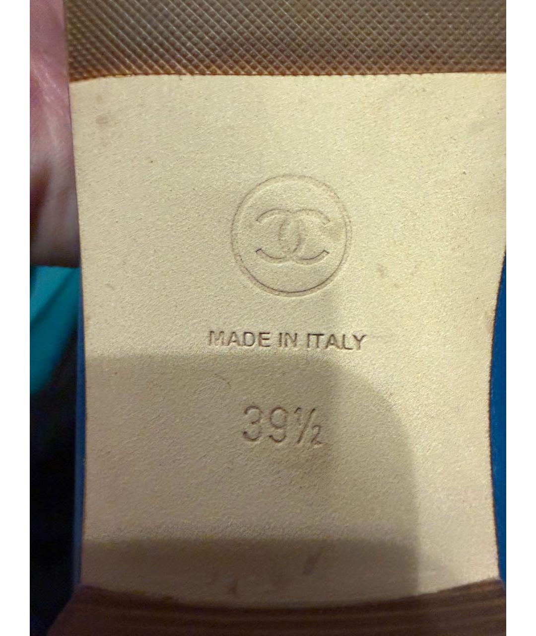 CHANEL Синие кожаные балетки, фото 5