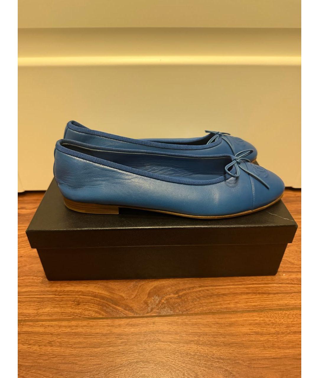 CHANEL Синие кожаные балетки, фото 6