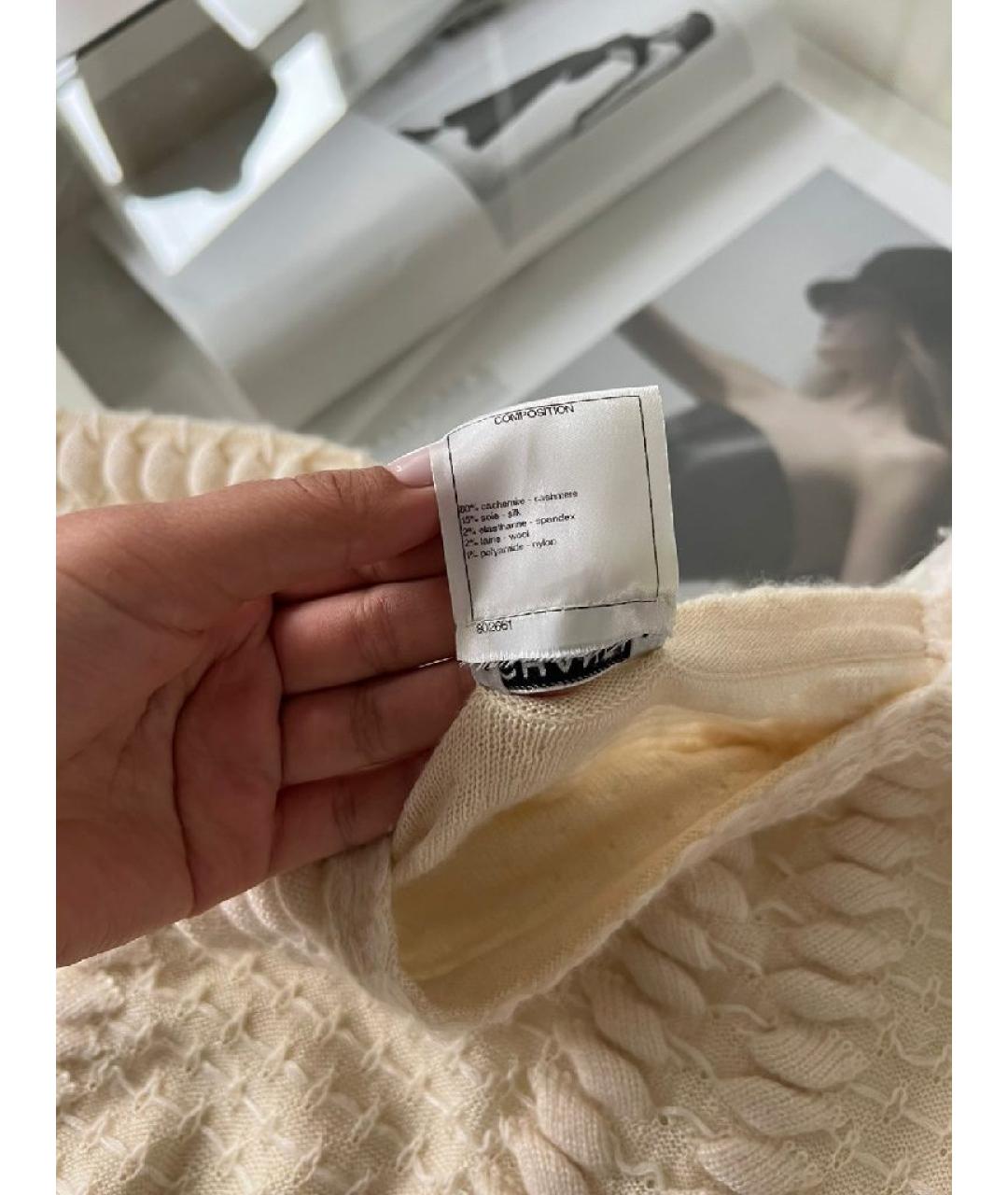 CHANEL Бежевый кашемировый джемпер / свитер, фото 8