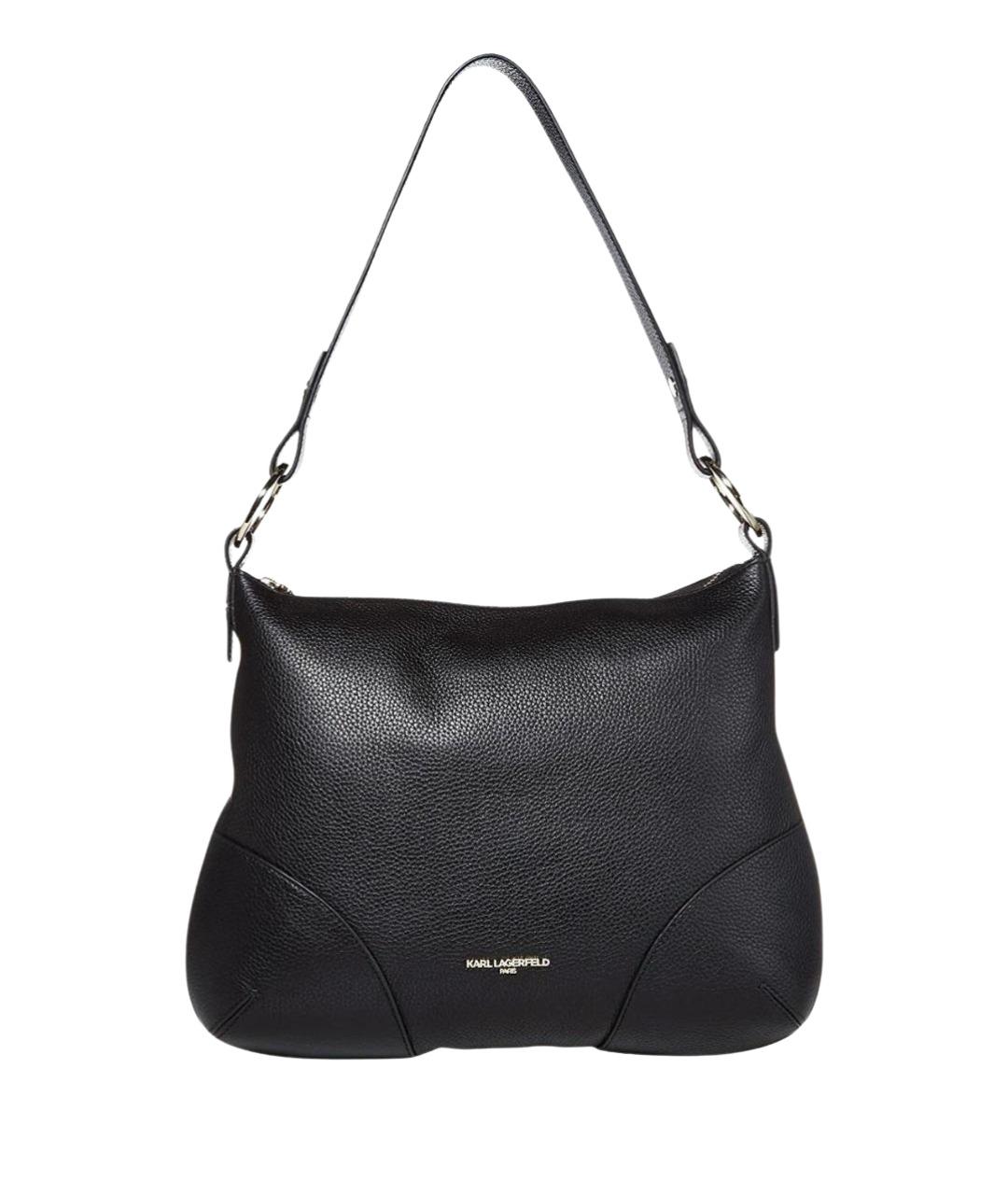 KARL LAGERFELD Черная кожаная сумка через плечо, фото 1