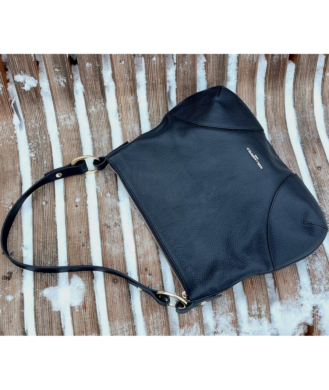 KARL LAGERFELD Черная кожаная сумка через плечо, фото 4