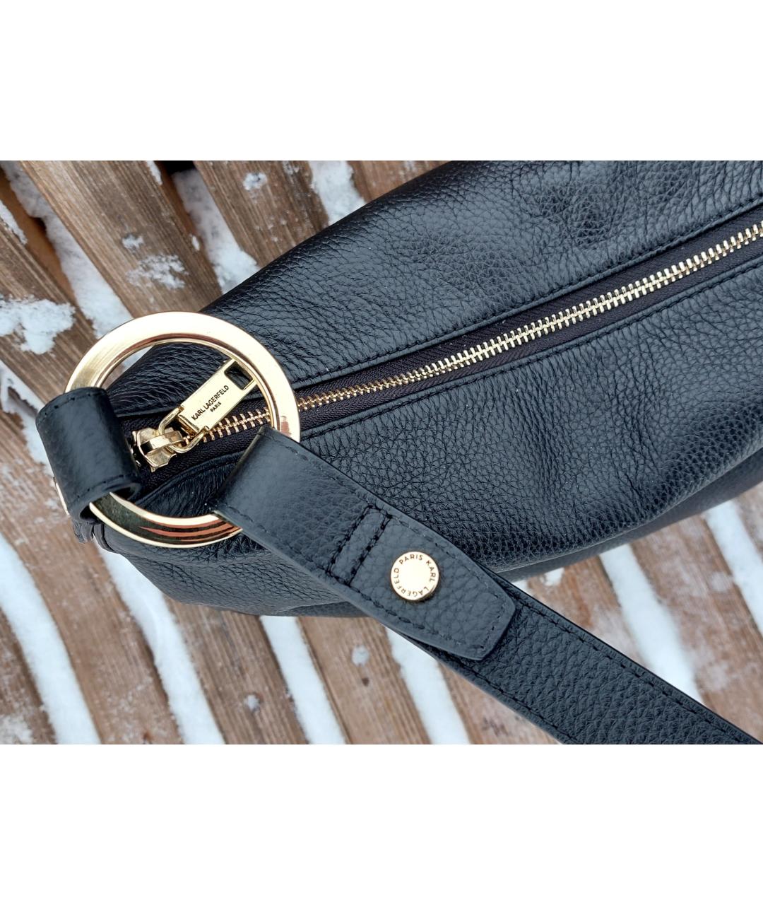 KARL LAGERFELD Черная кожаная сумка через плечо, фото 6