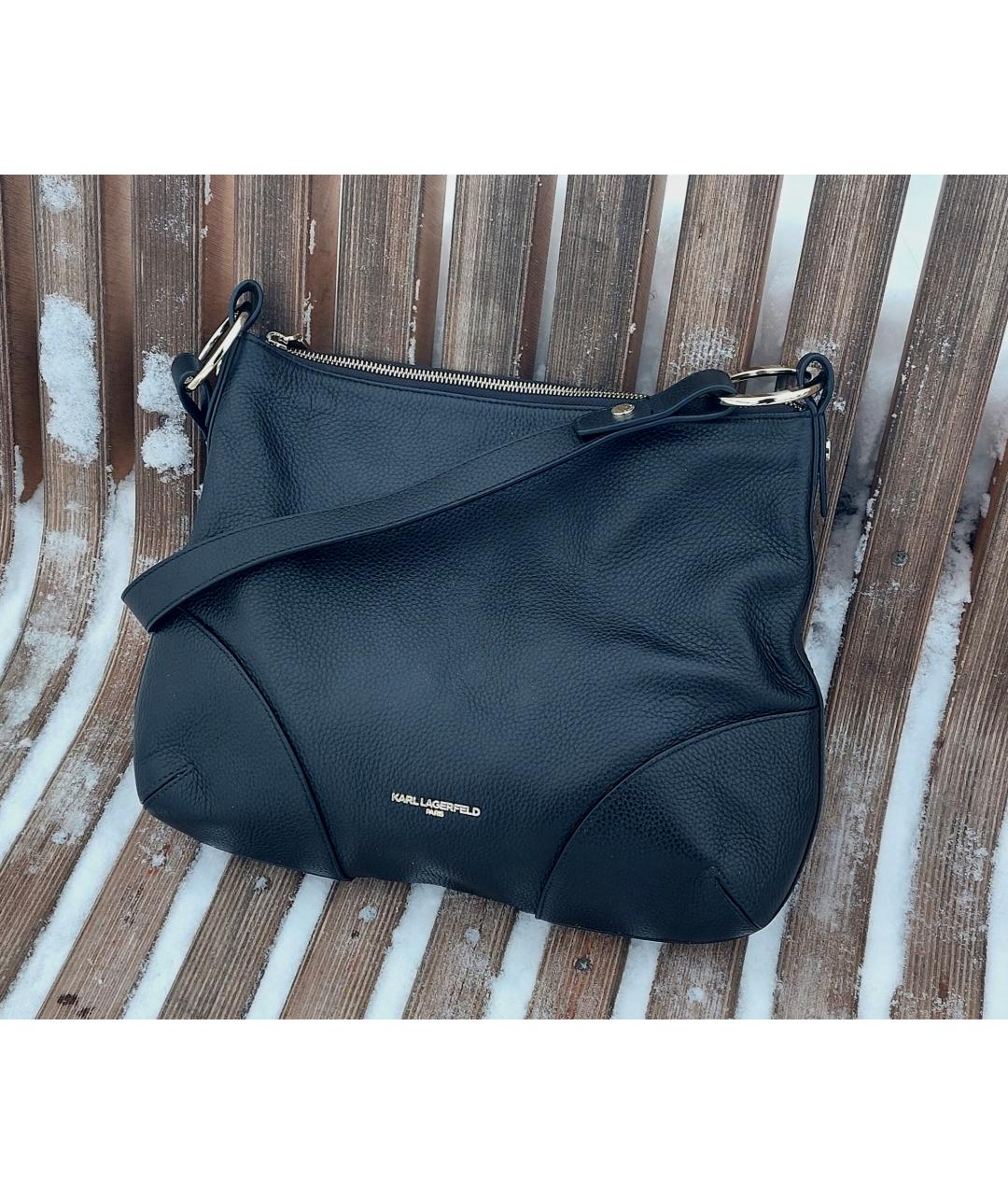 KARL LAGERFELD Черная кожаная сумка через плечо, фото 3