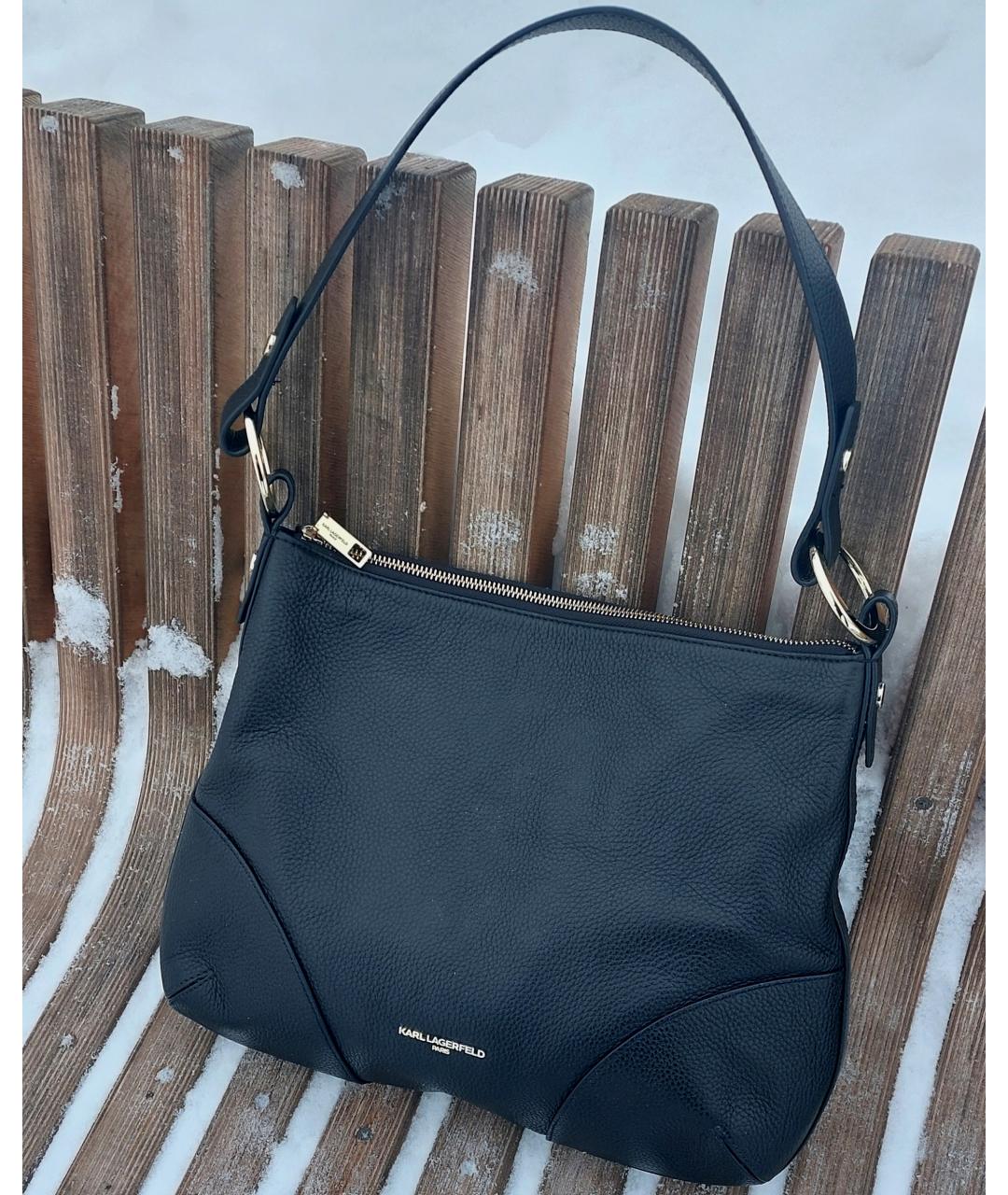 KARL LAGERFELD Черная кожаная сумка через плечо, фото 2