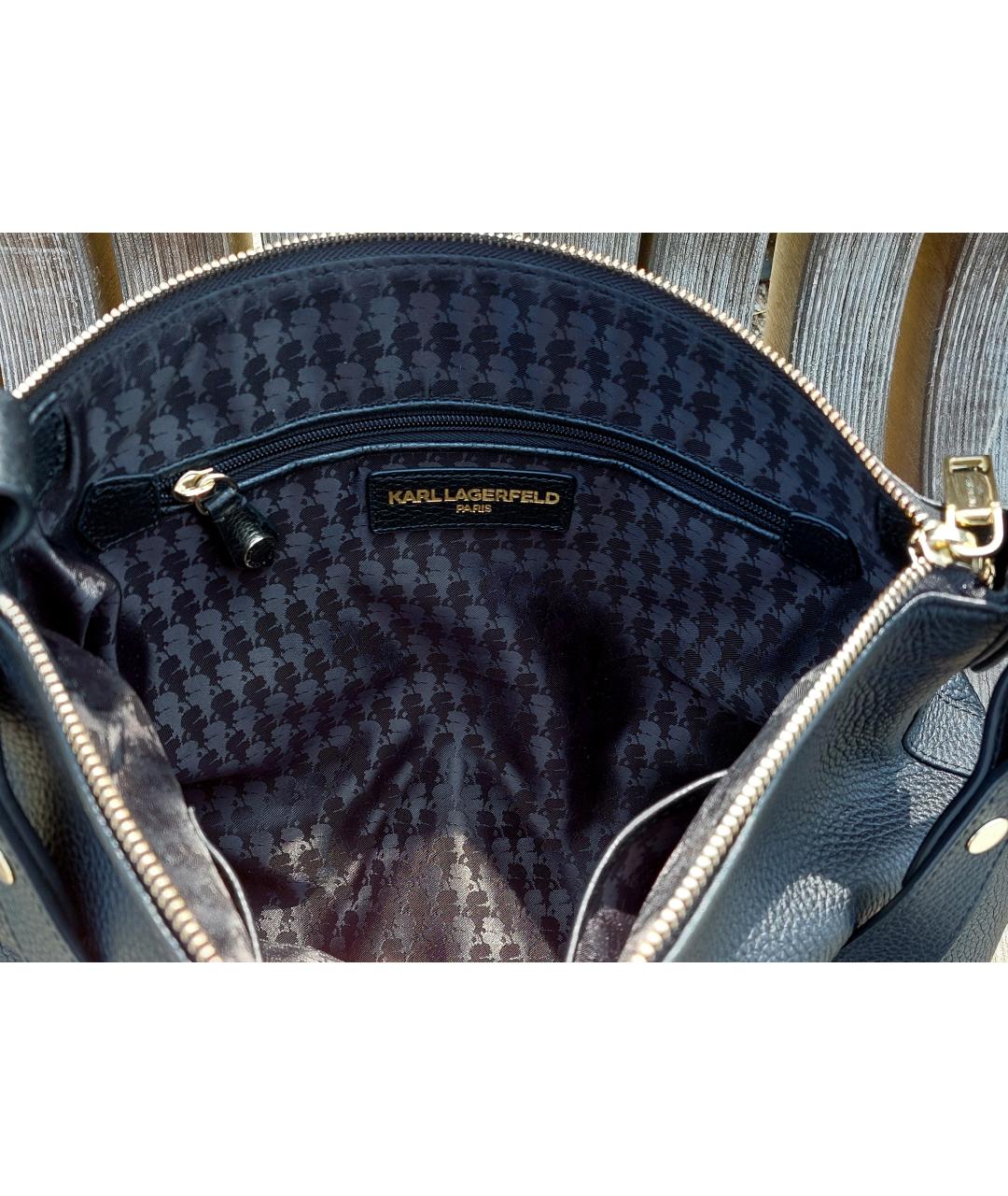 KARL LAGERFELD Черная кожаная сумка через плечо, фото 7