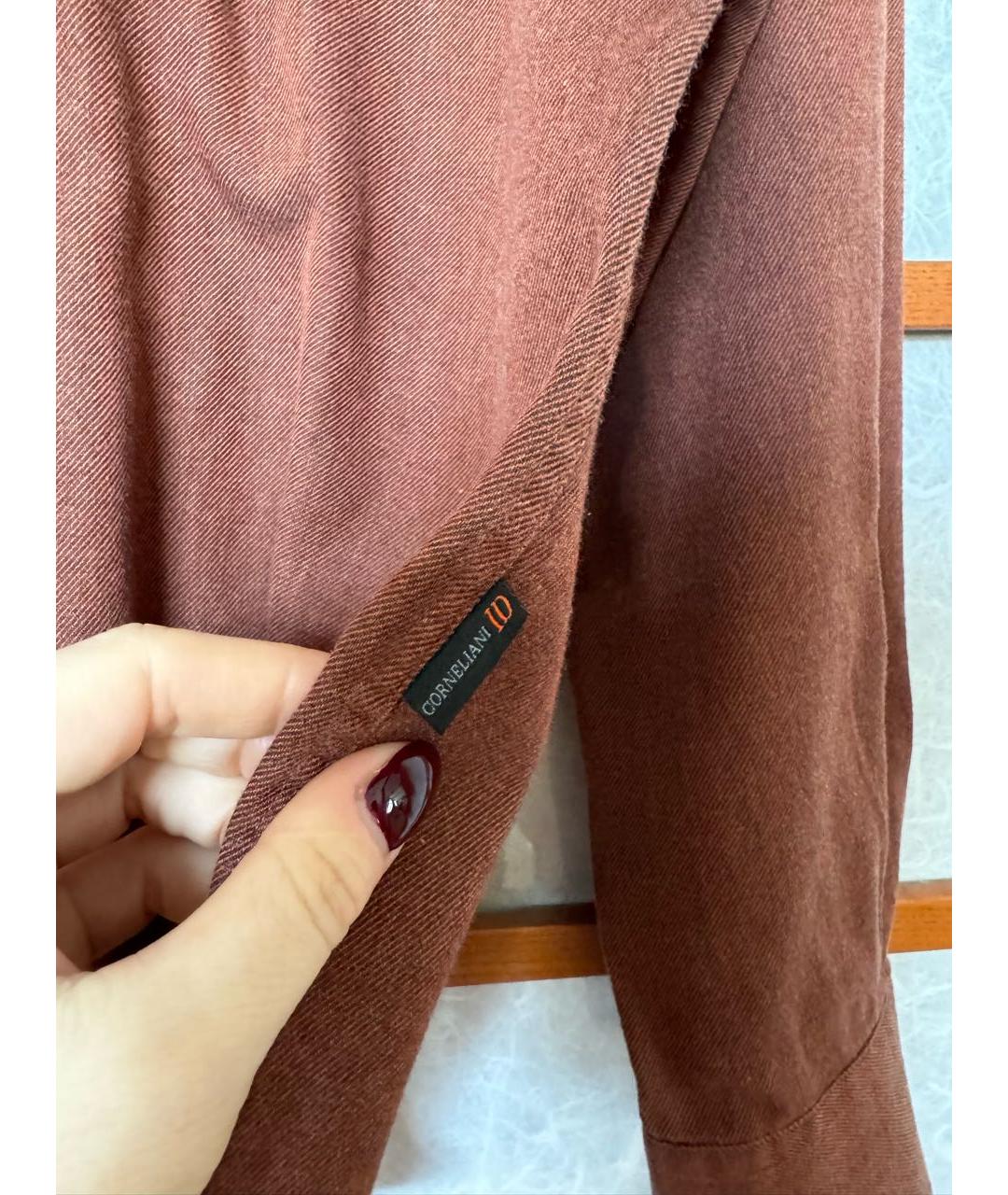 CORNELIANI Коричневая хлопковая кэжуал рубашка, фото 4