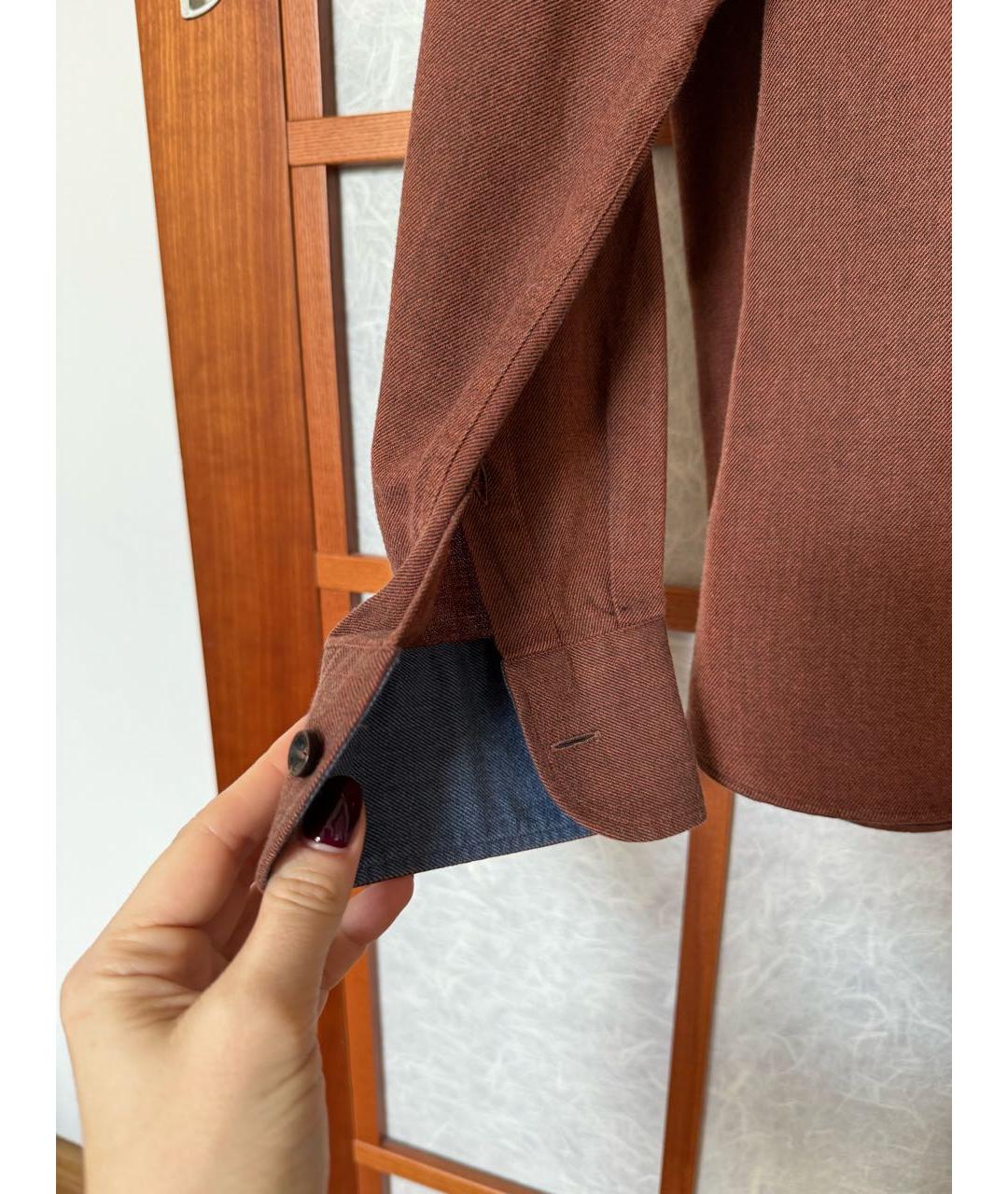 CORNELIANI Коричневая хлопковая кэжуал рубашка, фото 6