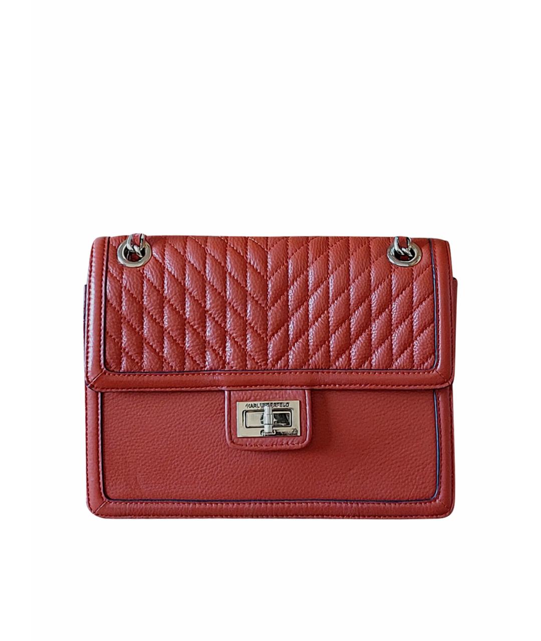 KARL LAGERFELD Оранжевая кожаная сумка через плечо, фото 1