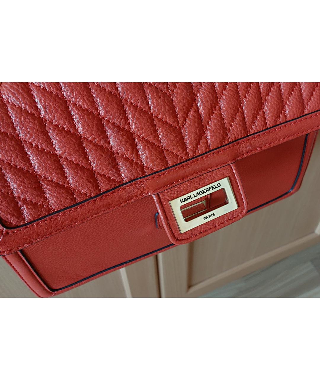 KARL LAGERFELD Оранжевая кожаная сумка через плечо, фото 5