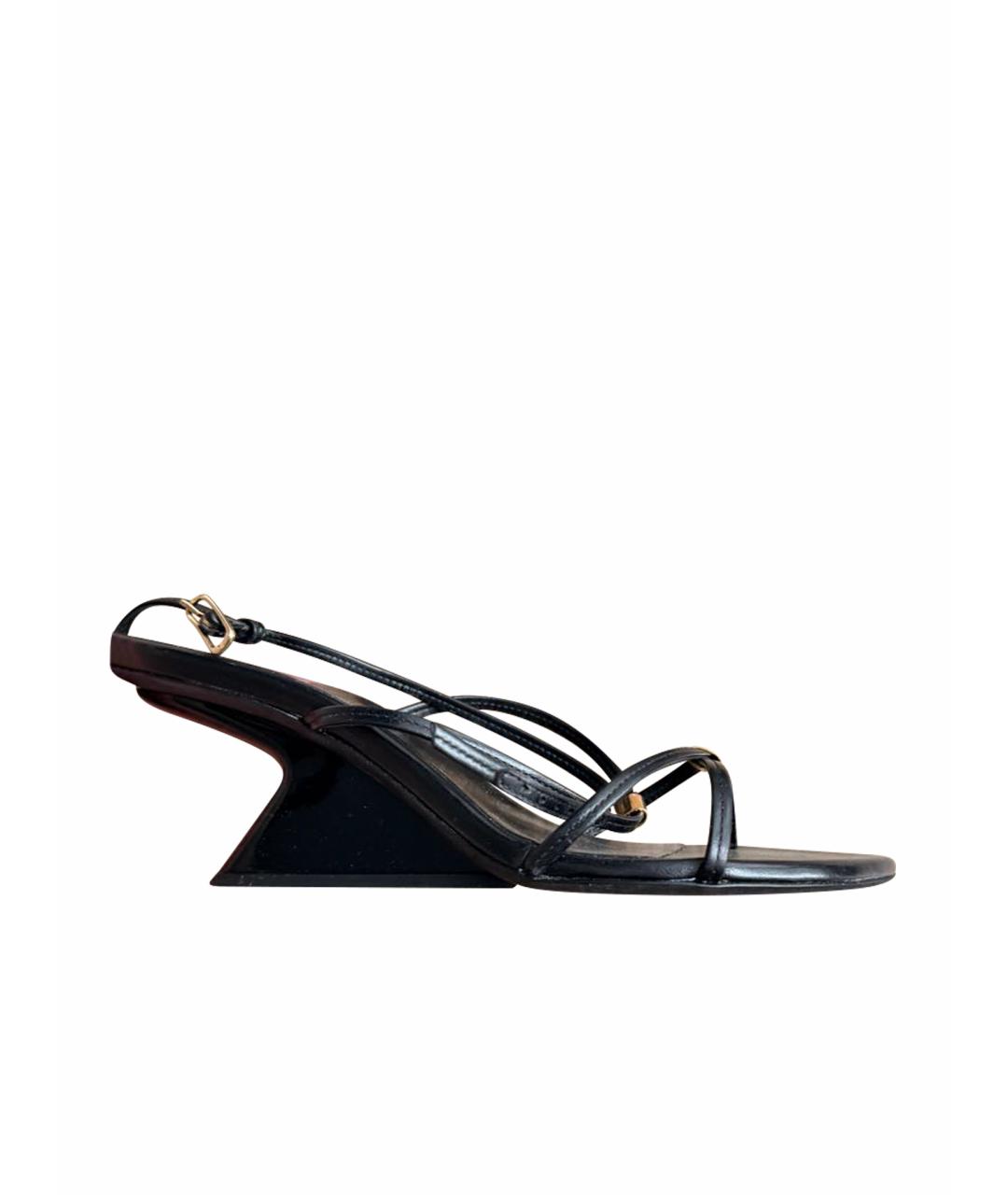 KHAITE Черные кожаные босоножки, фото 1