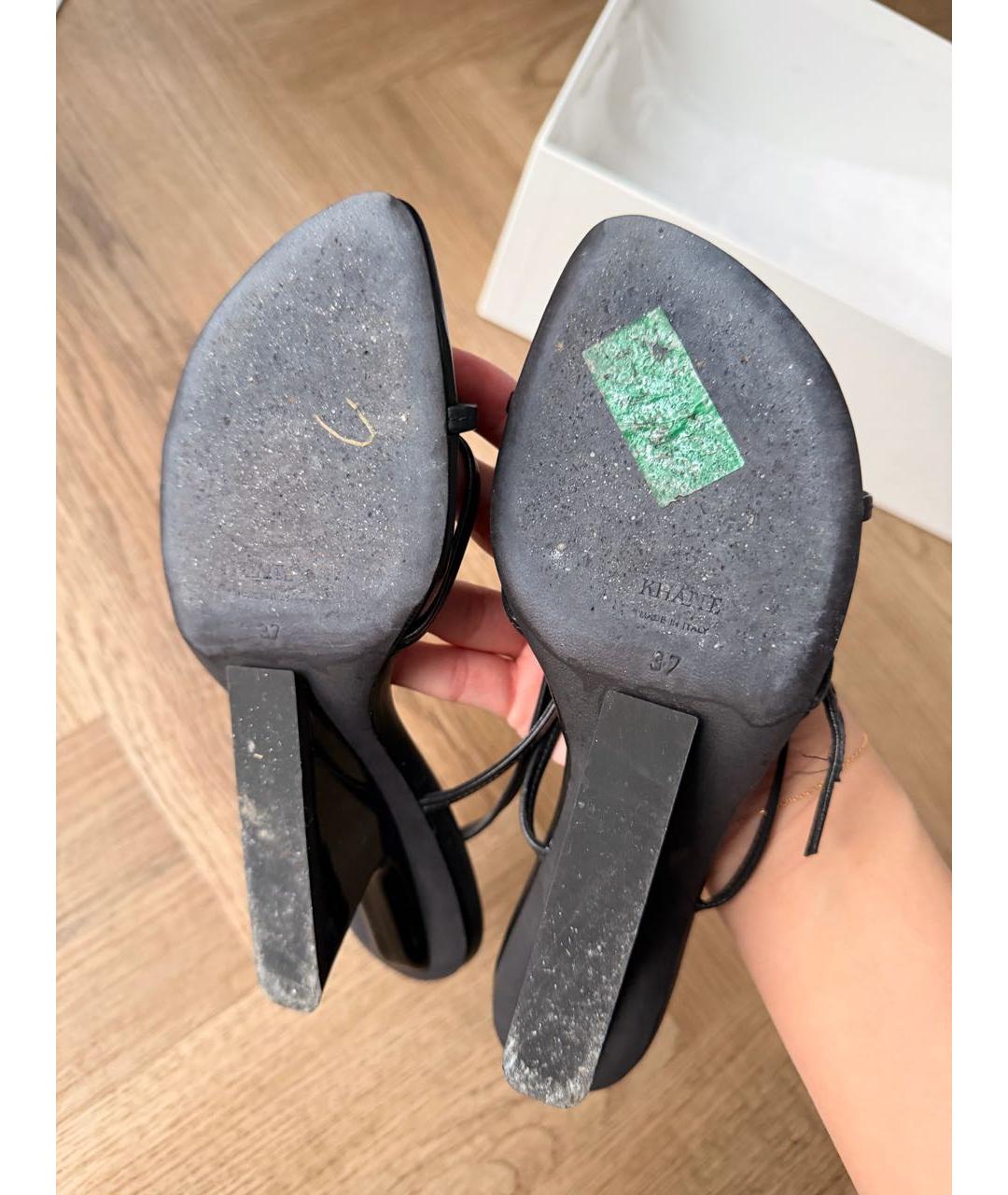 KHAITE Черные кожаные босоножки, фото 7