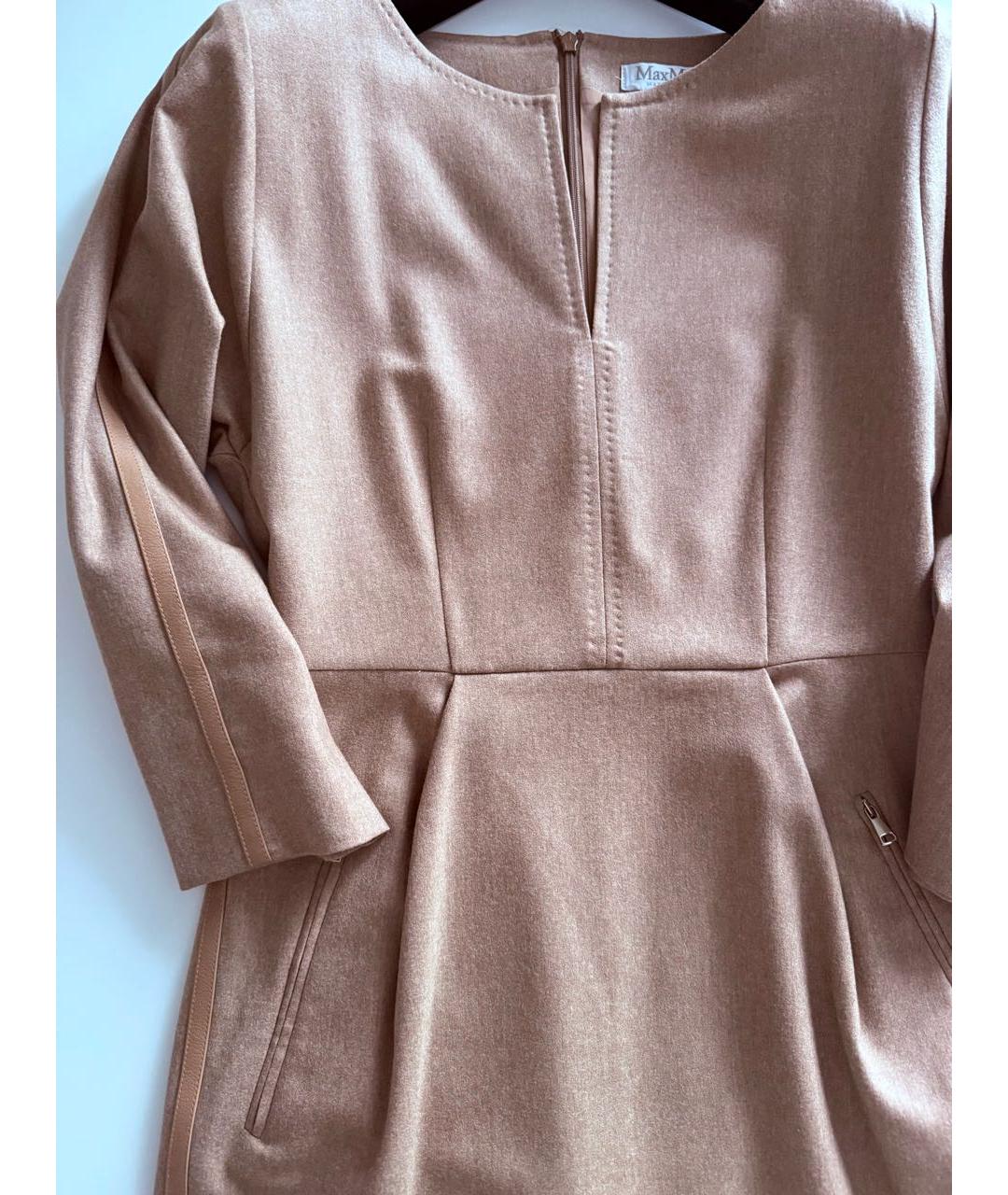 MAX MARA Бежевое шерстяное повседневное платье, фото 4