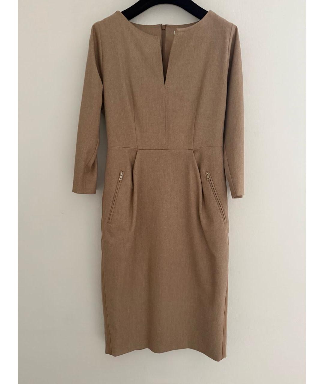 MAX MARA Бежевое шерстяное повседневное платье, фото 9