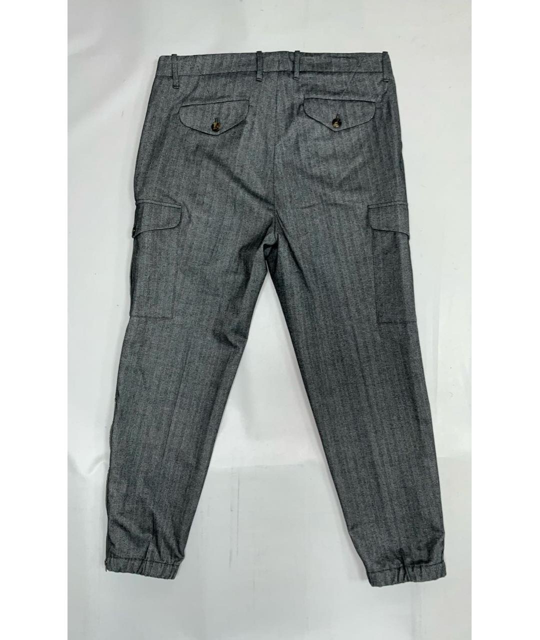 BRUNELLO CUCINELLI Серые хлопковые повседневные брюки, фото 3