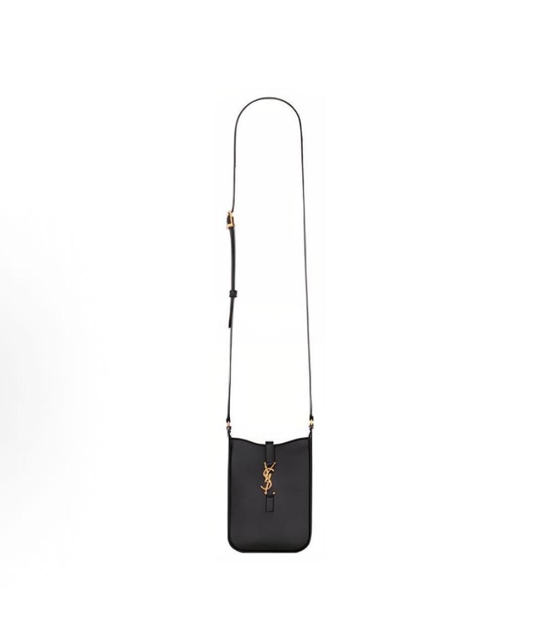 SAINT LAURENT Черная кожаная сумка через плечо, фото 9
