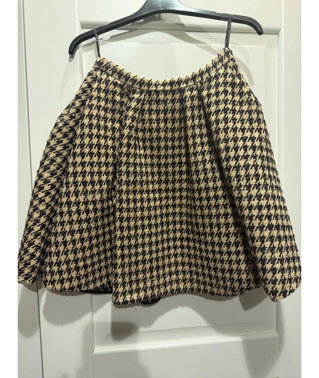 CHRISTIAN DIOR Бежевая твидовая юбка мини, фото 4