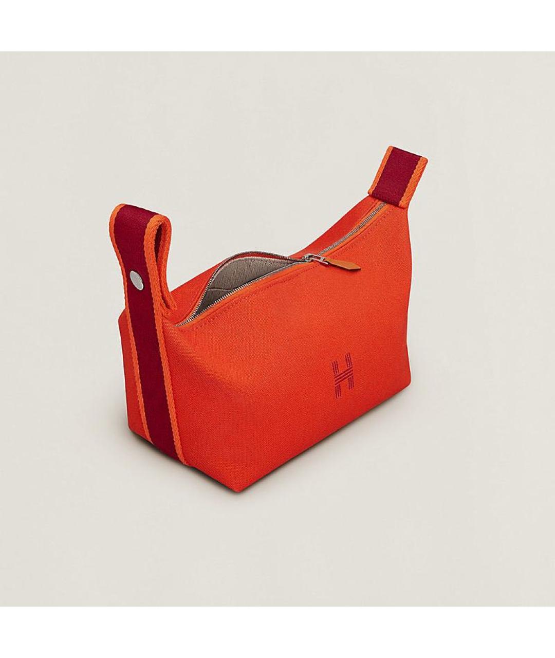 HERMES Оранжевая хлопковая косметичка, фото 5