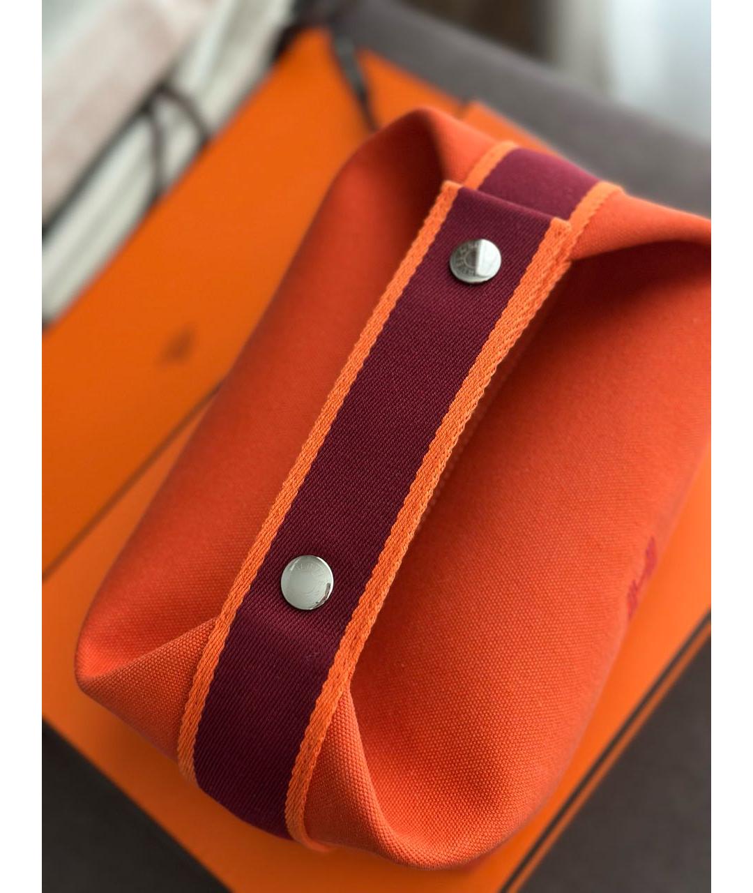HERMES Оранжевая хлопковая косметичка, фото 3