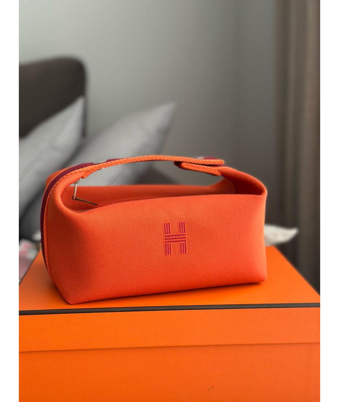 HERMES Оранжевая хлопковая косметичка, фото 2