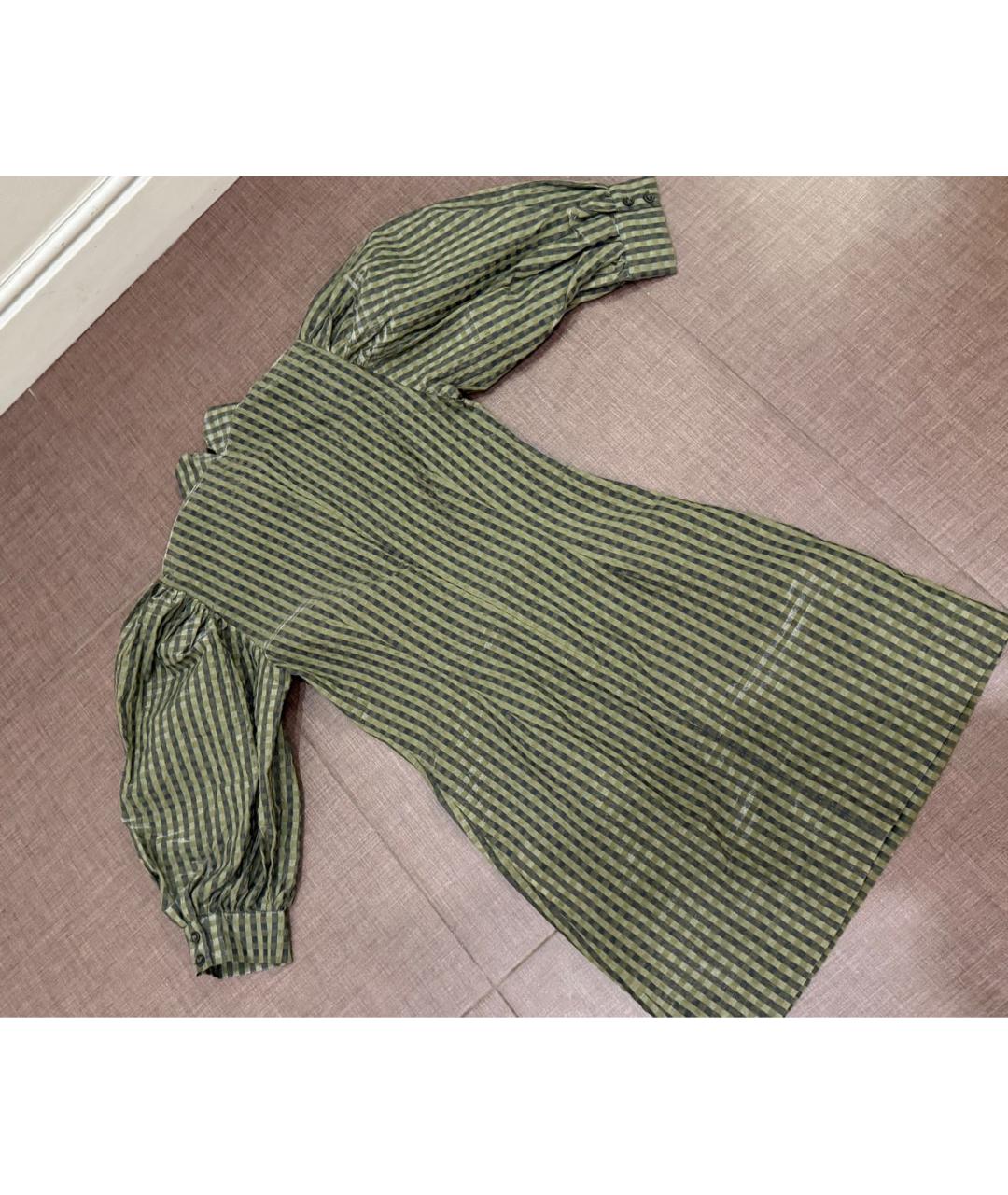 GANNI Хаки вискозное повседневное платье, фото 2