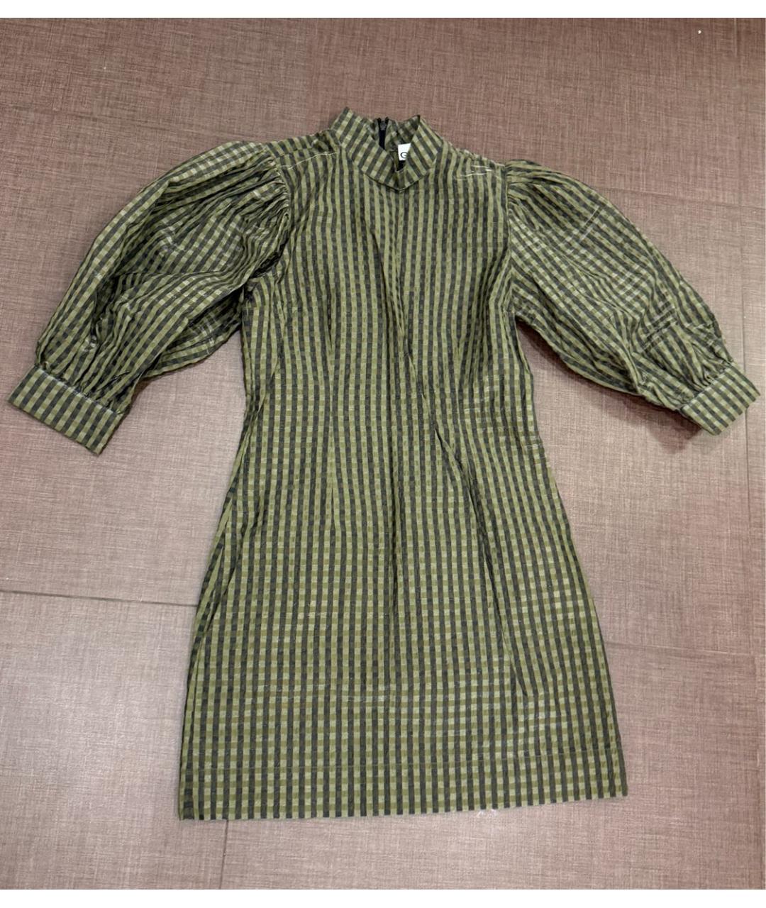 GANNI Хаки вискозное повседневное платье, фото 7