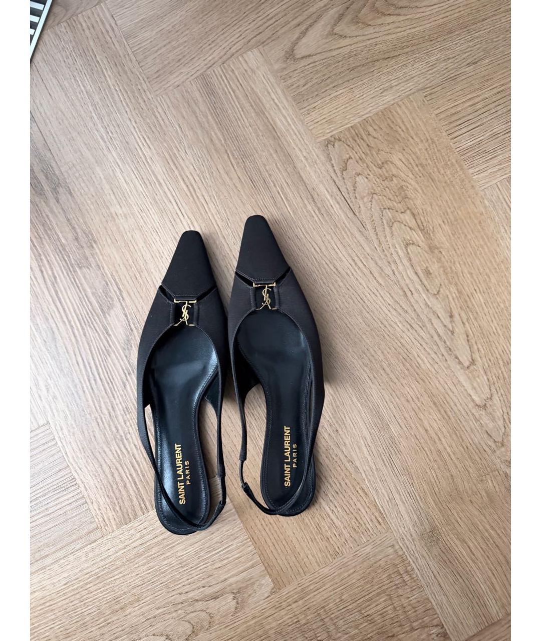 SAINT LAURENT Черные текстильные мюли, фото 5