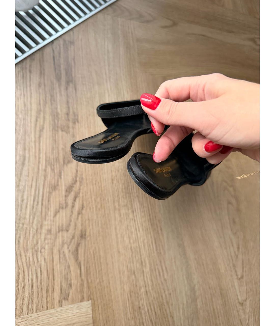 SAINT LAURENT Черные текстильные мюли, фото 4
