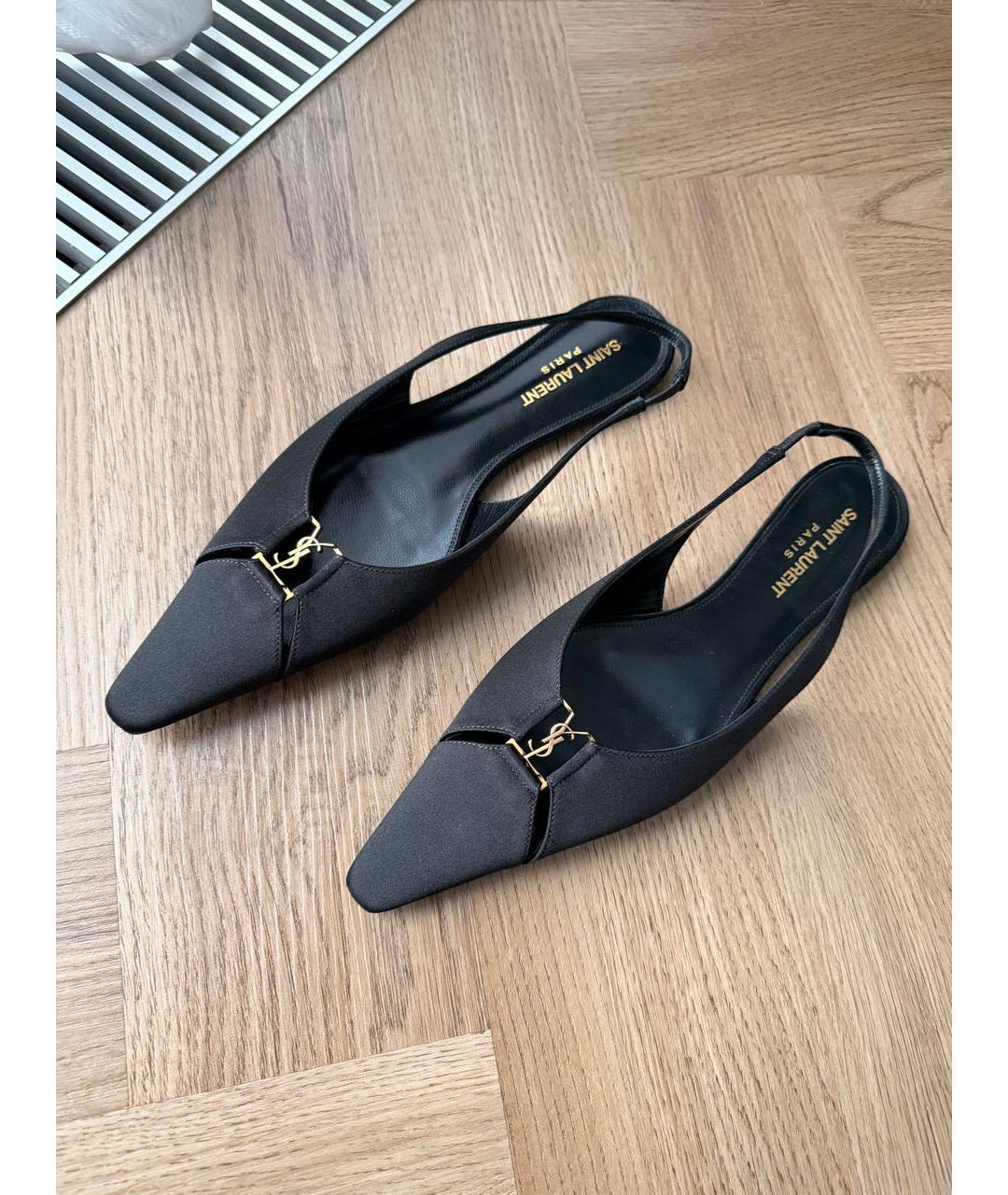 SAINT LAURENT Черные текстильные мюли, фото 6