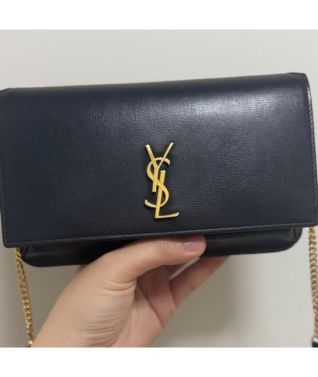 SAINT LAURENT Черная кожаная сумка через плечо, фото 7