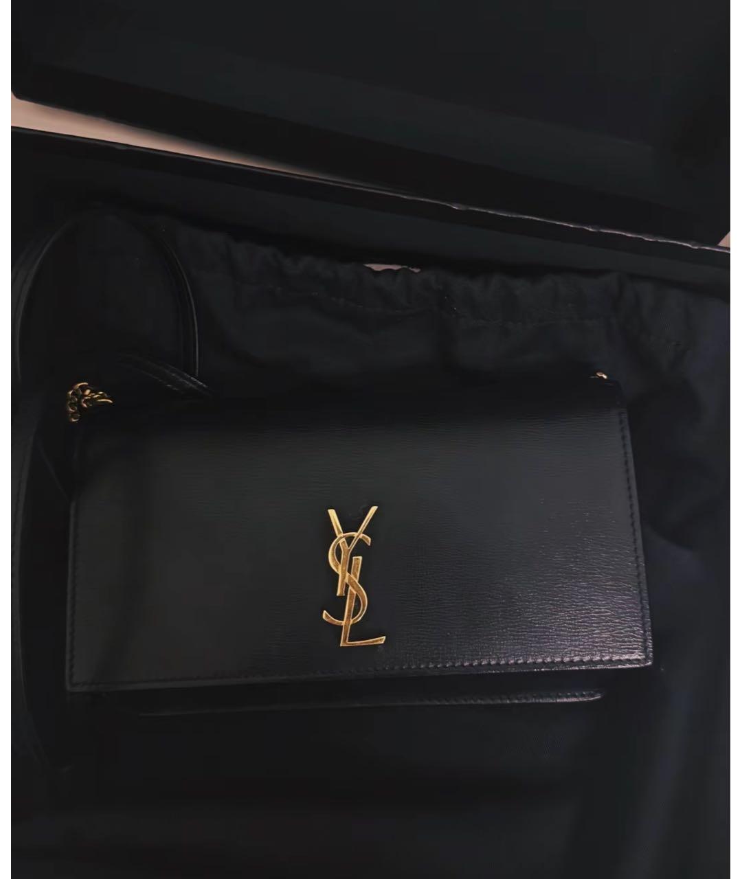 SAINT LAURENT Черная кожаная сумка через плечо, фото 6