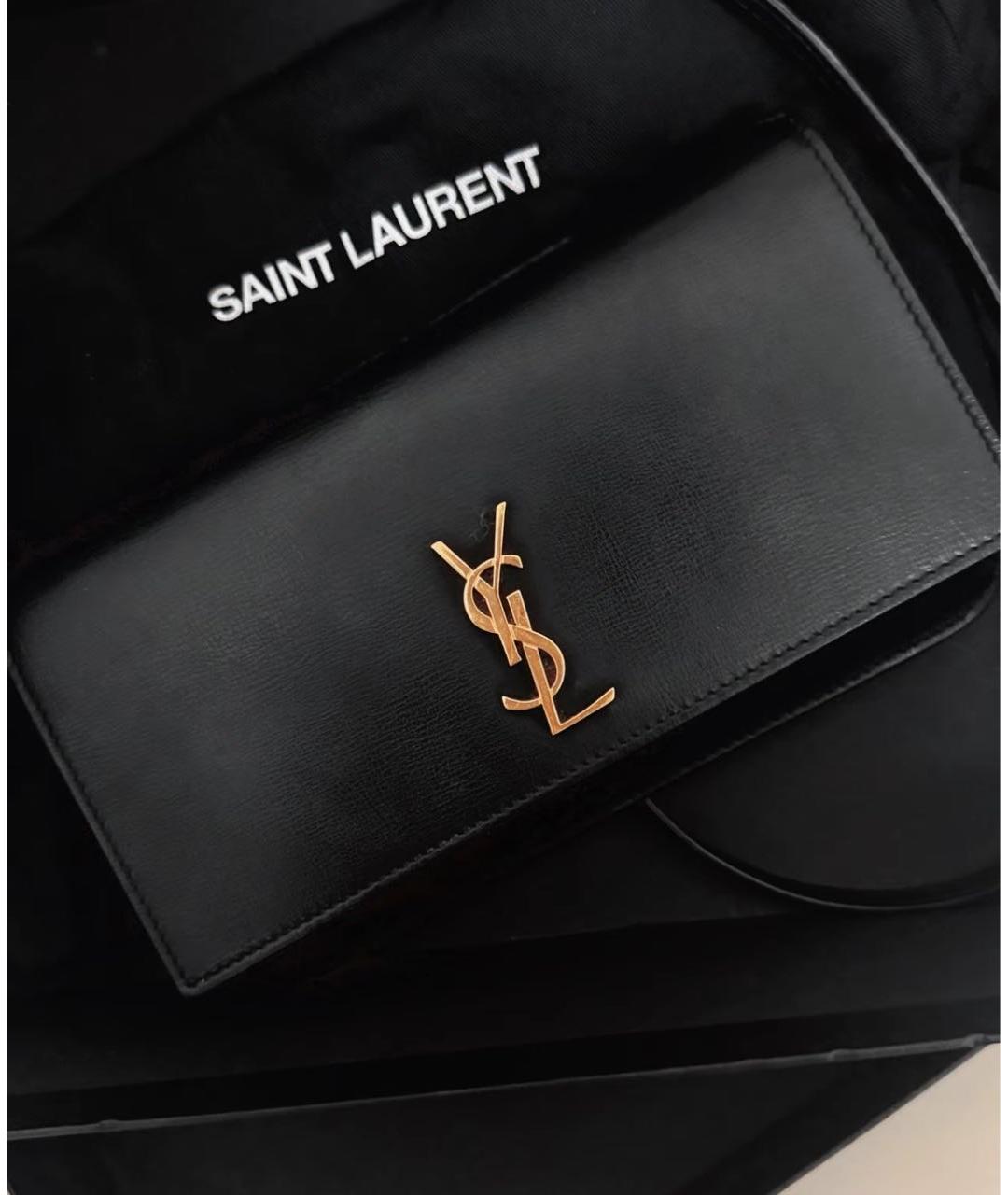 SAINT LAURENT Черная кожаная сумка через плечо, фото 5