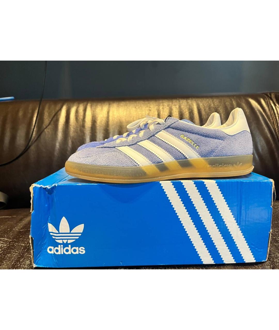 ADIDAS Голубые замшевые кроссовки, фото 4