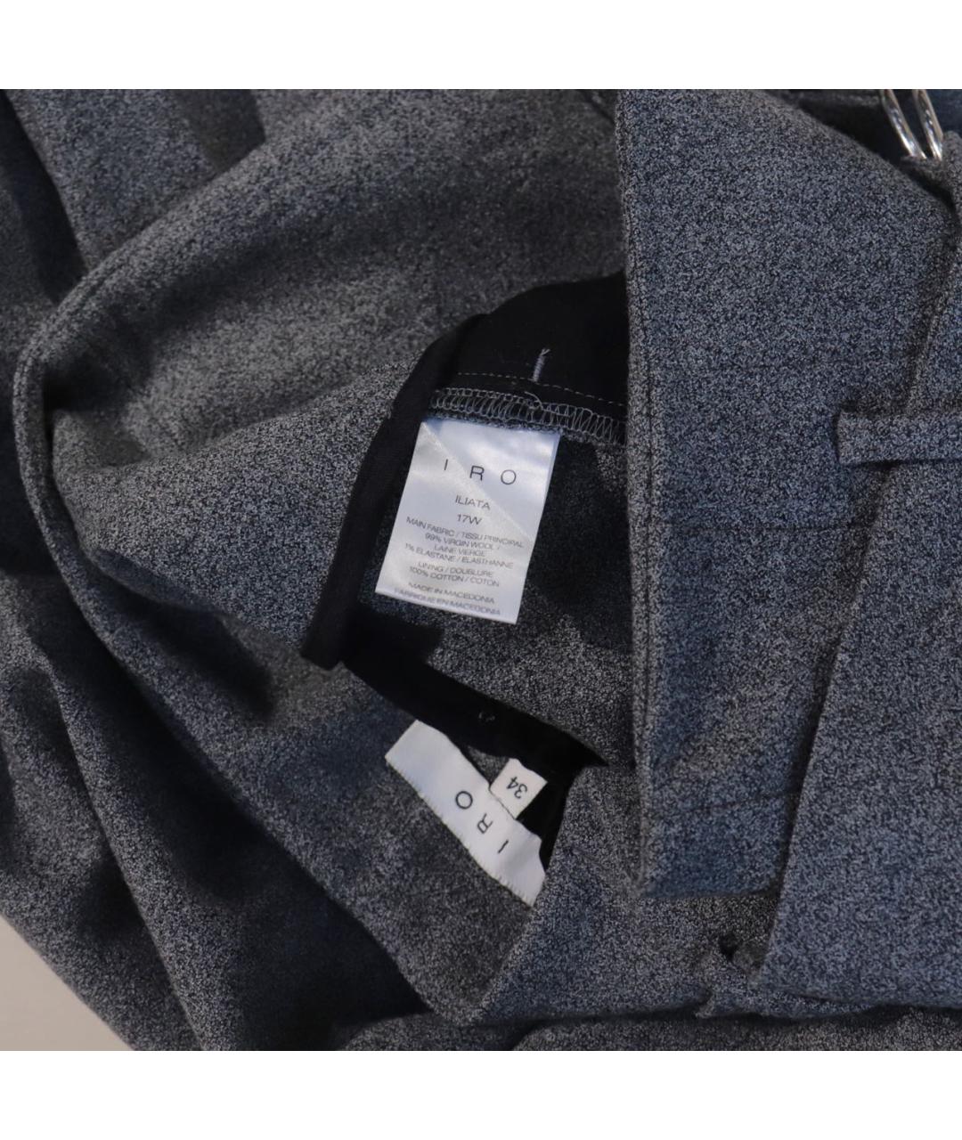 IRO Серые шерстяные брюки широкие, фото 8