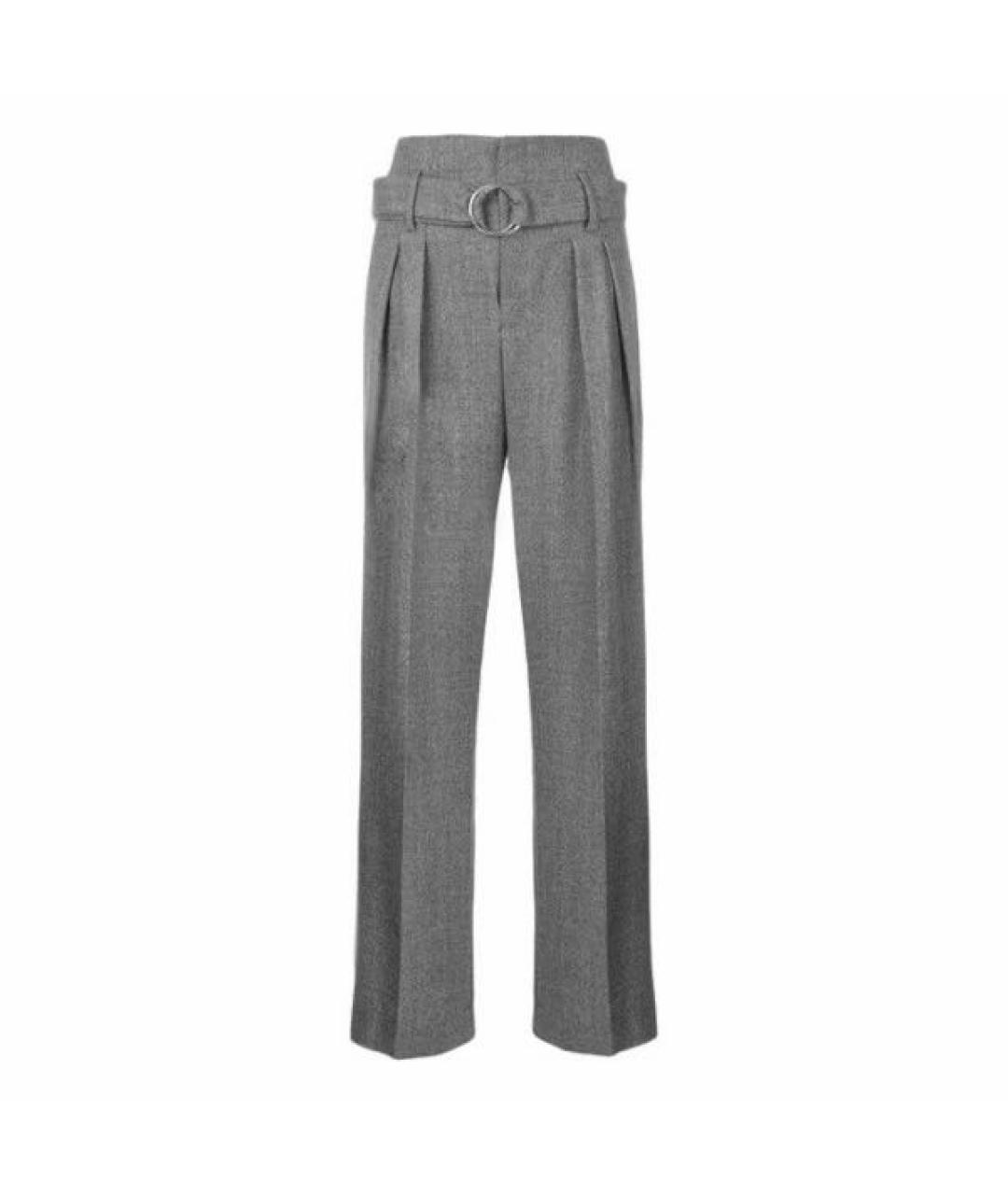 IRO Серые шерстяные брюки широкие, фото 9