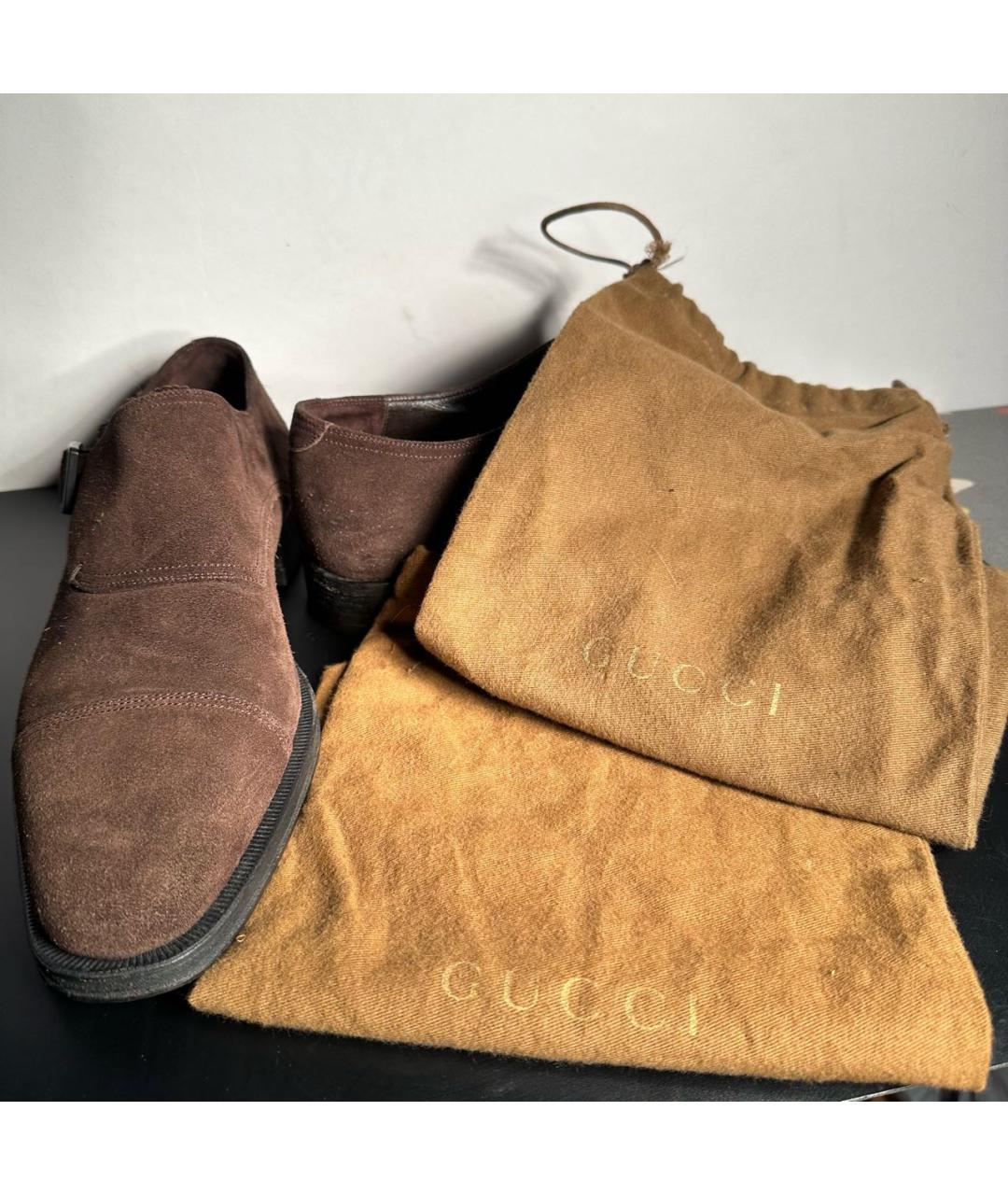 GUCCI Коричневые замшевые низкие ботинки, фото 5