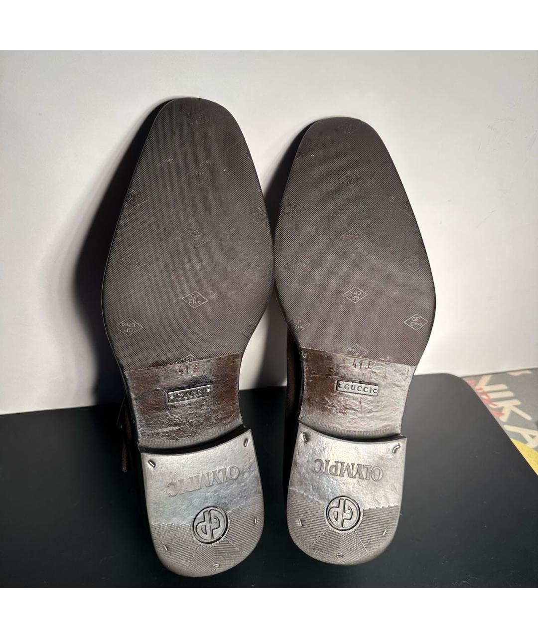 GUCCI Коричневые замшевые низкие ботинки, фото 6