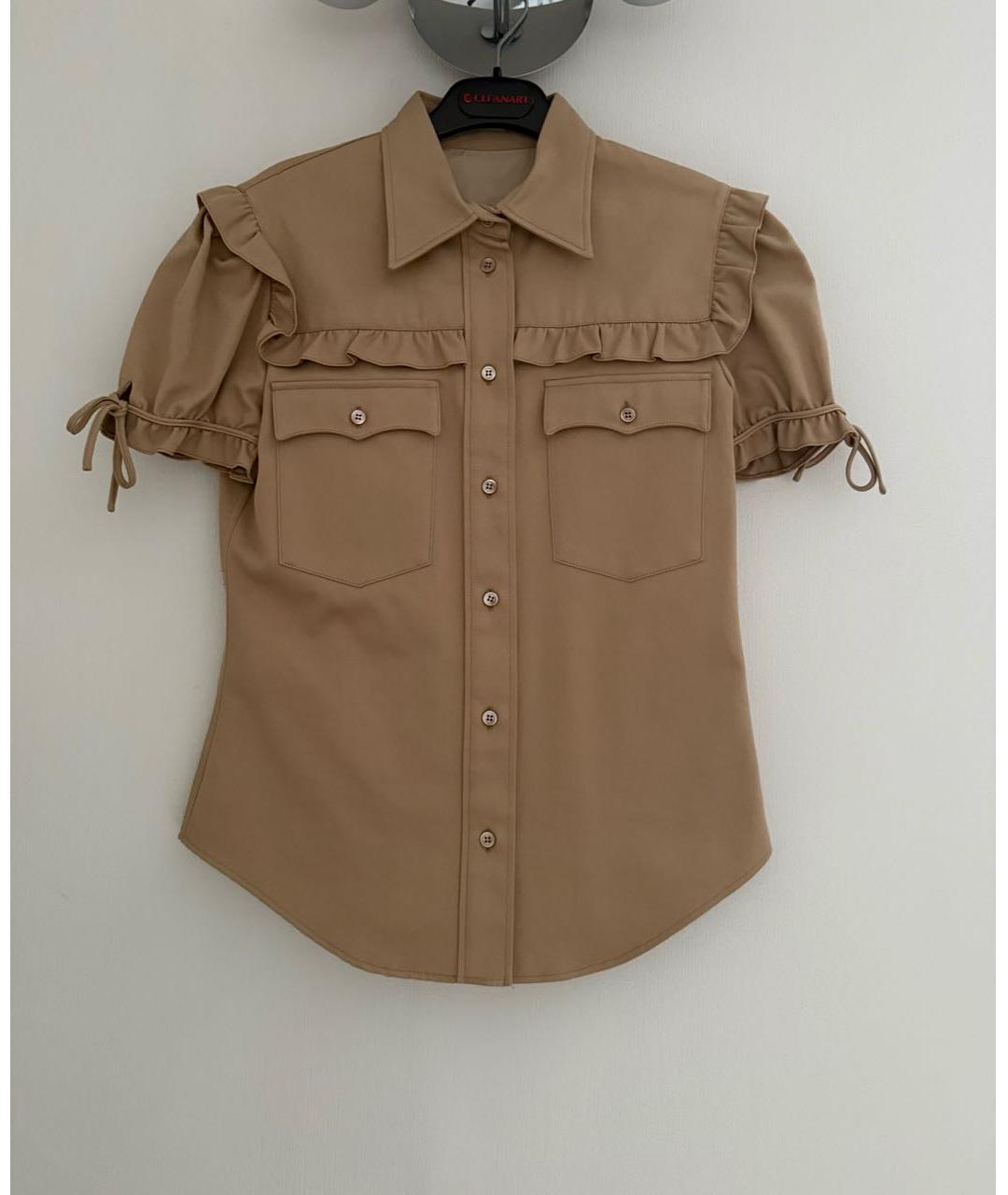 MIU MIU Бежевая хлопковая рубашка, фото 3