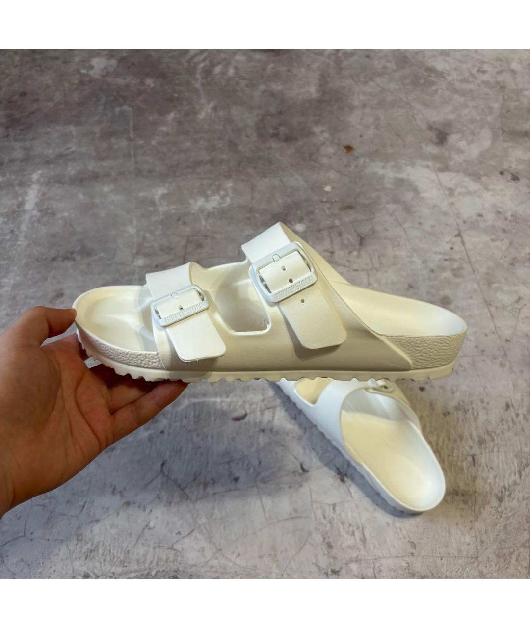 BIRKENSTOCK Белые резиновые шлепанцы, фото 9
