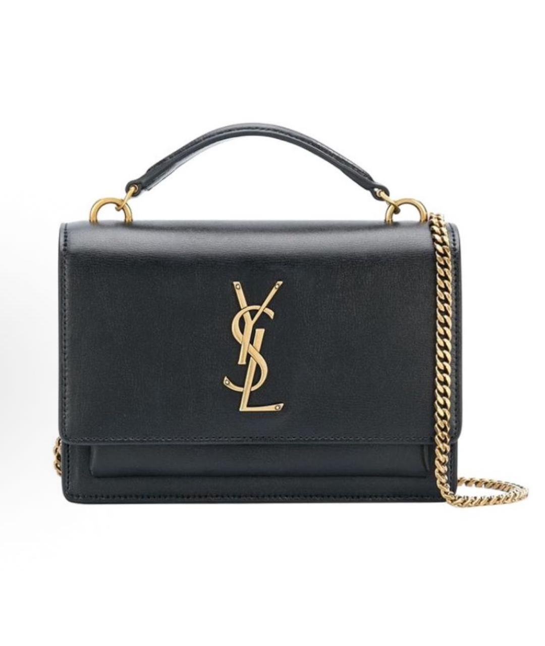 SAINT LAURENT Черная кожаная сумка через плечо, фото 9