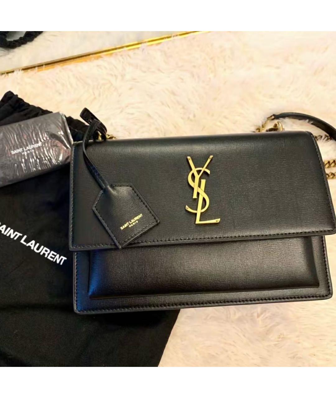 SAINT LAURENT Черная кожаная сумка через плечо, фото 8