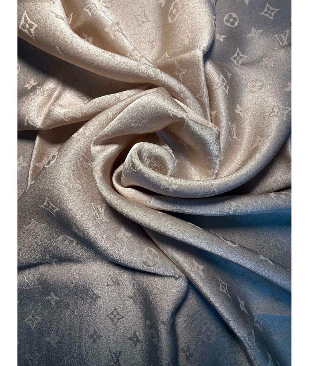LOUIS VUITTON Бежевый шелковый платок, фото 2