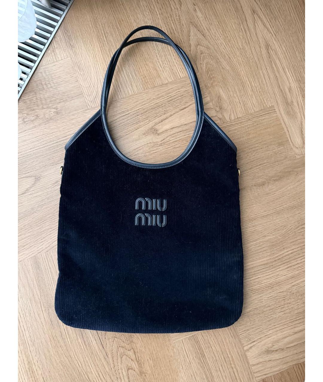 MIU MIU Темно-синяя тканевая сумка тоут, фото 8