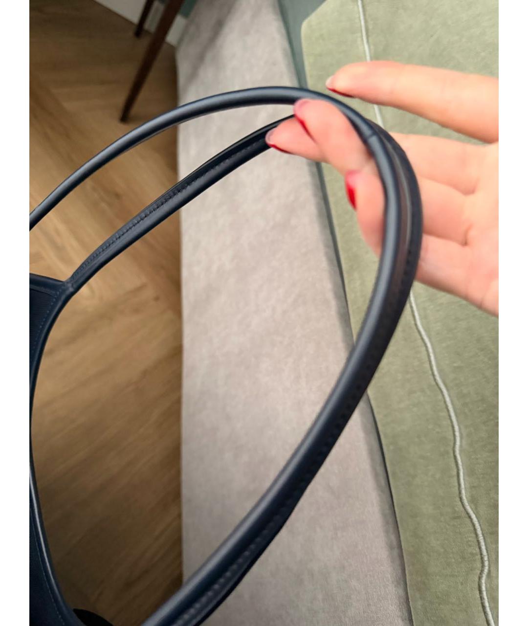 MIU MIU Темно-синяя тканевая сумка тоут, фото 6