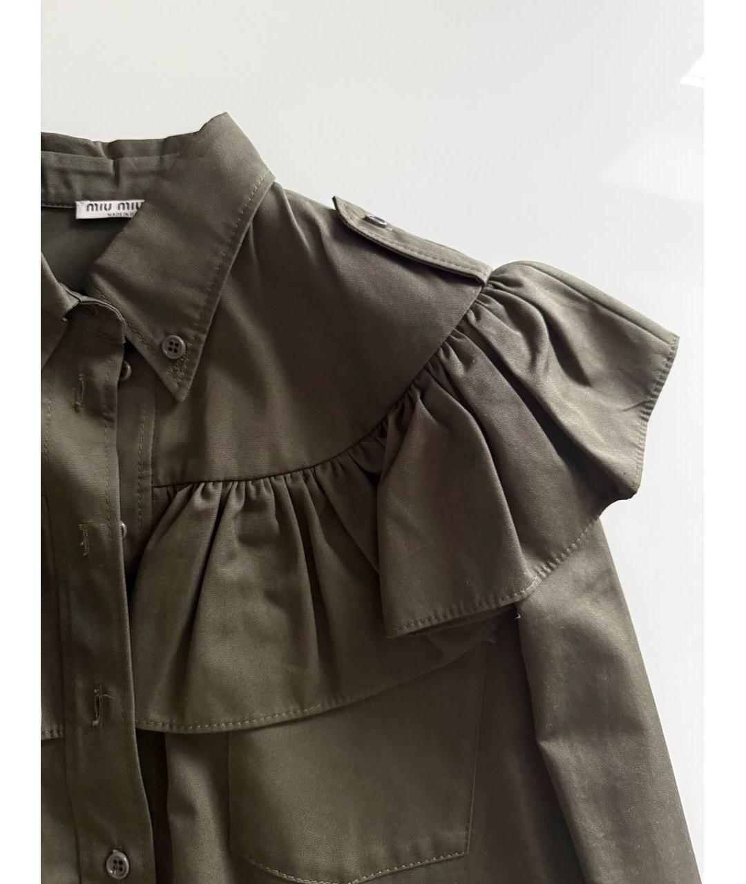 MIU MIU Хаки хлопковая рубашка, фото 7
