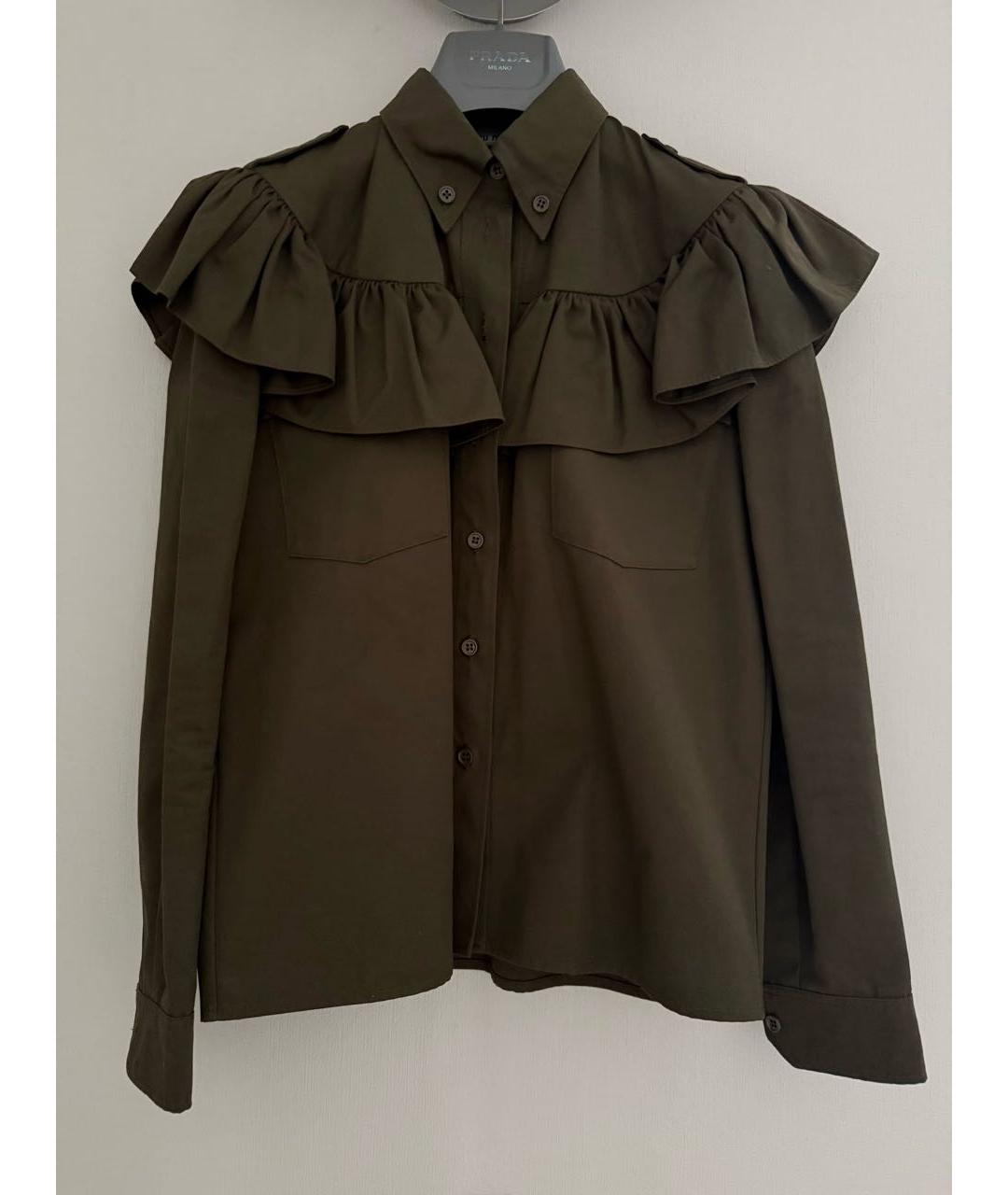 MIU MIU Хаки хлопковая рубашка, фото 9