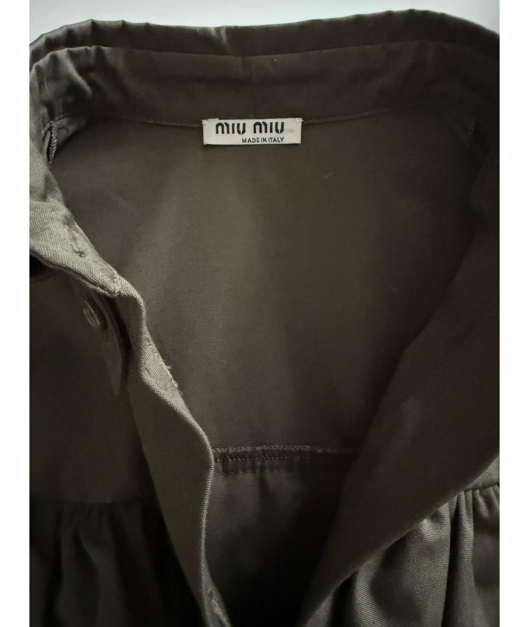 MIU MIU Хаки хлопковая рубашка, фото 3