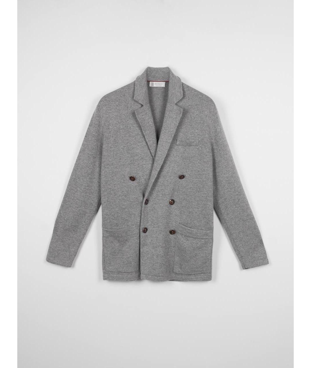 BRUNELLO CUCINELLI Серый кашемировый пиджак, фото 9