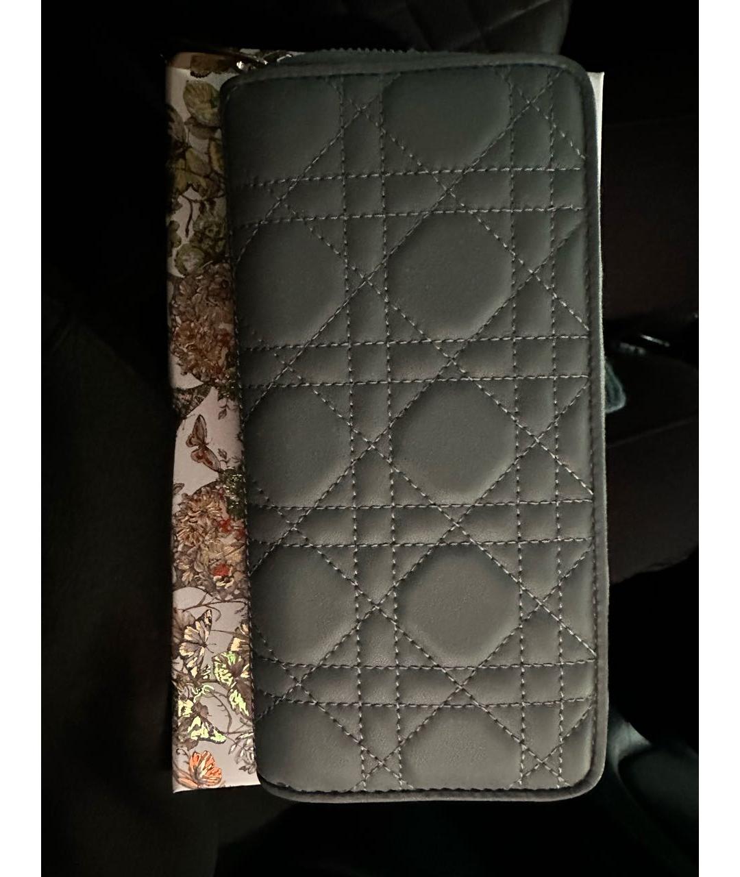 CHRISTIAN DIOR Серый кожаный кошелек, фото 3