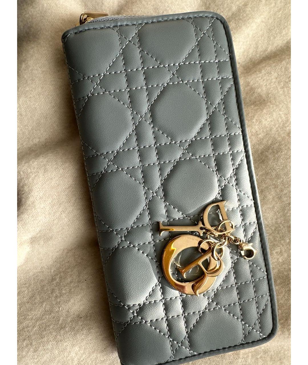 CHRISTIAN DIOR Серый кожаный кошелек, фото 8